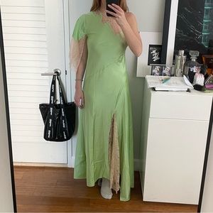 Zara Asymmetric Silk Blend Lace Dress